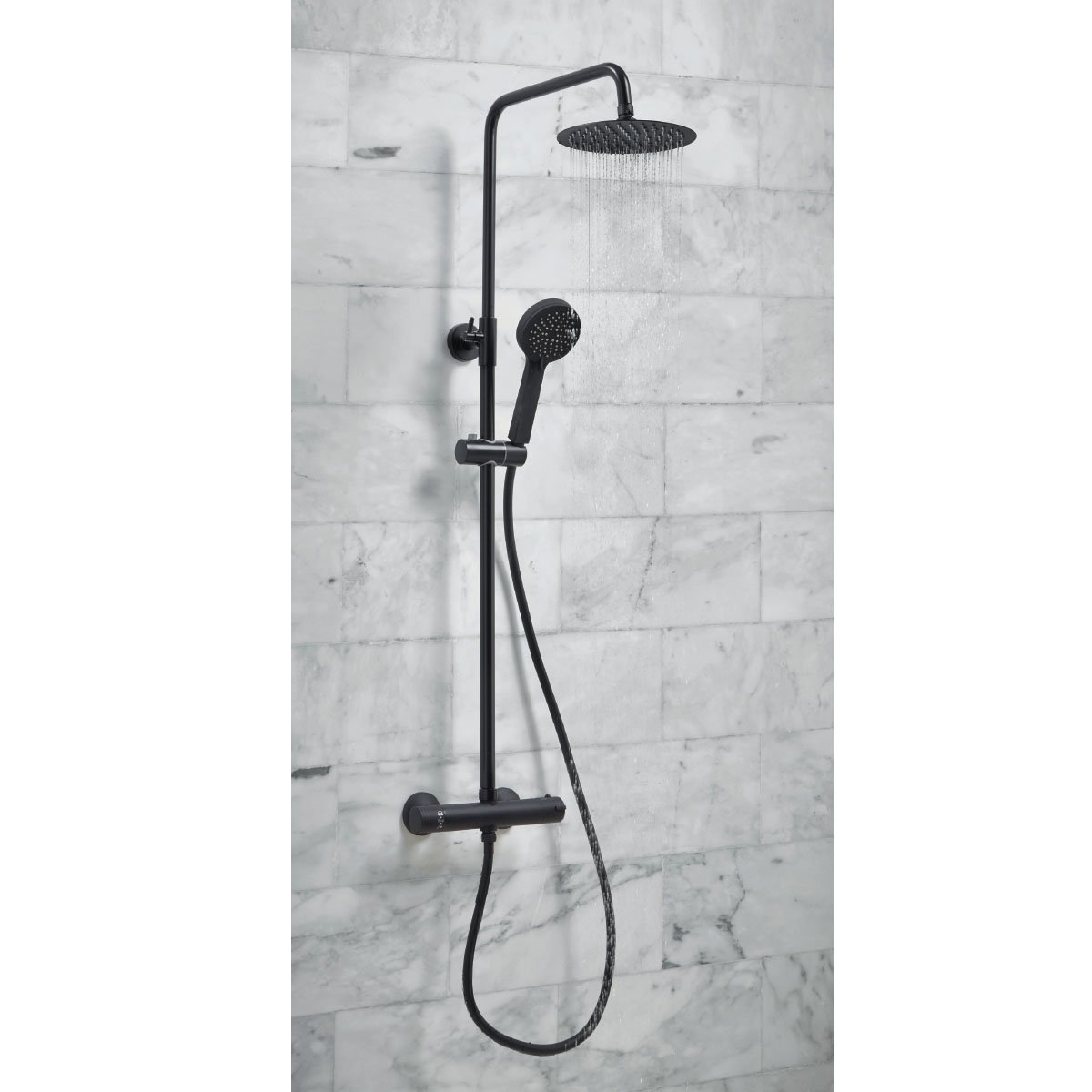 BLACK010ORB.jpg Middleton Black Round Rigid Riser Shower - Image 1