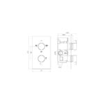 Twin Round Handle, 2 Outlet Concealed Valve with Diverter - Image 2