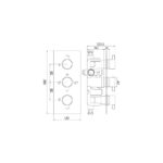 Triple Oval Handle, 2 Outlet Concealed Valve - Image 3
