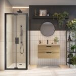 S6 Black Bifold Semi Frameless Door