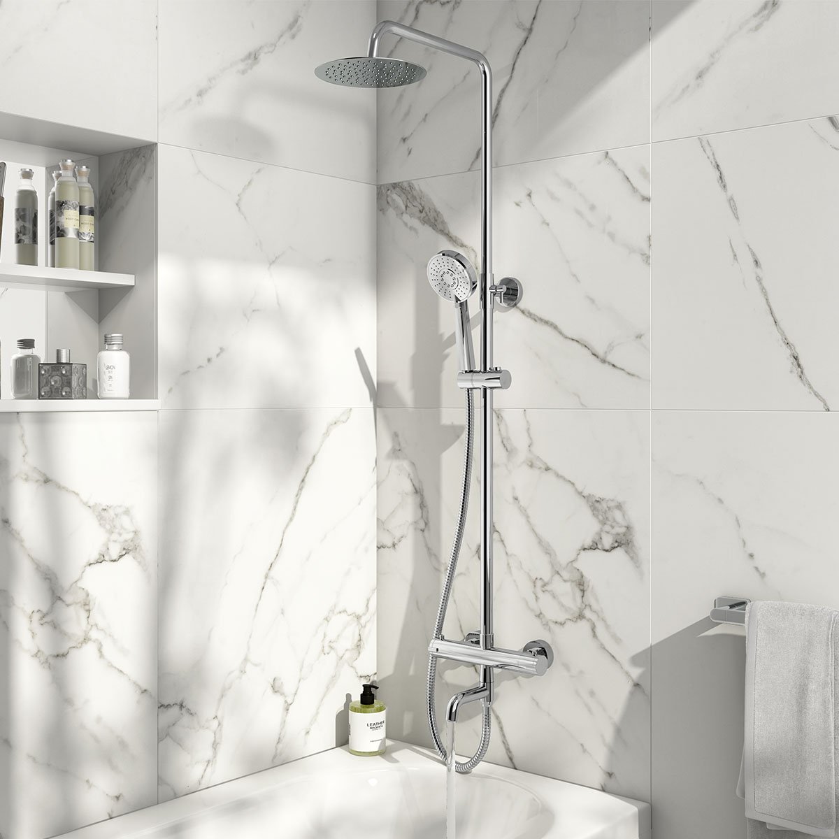 SHOWER011S_1.jpg Solar Round Rigid Riser Shower With Bath Filler - Image 1