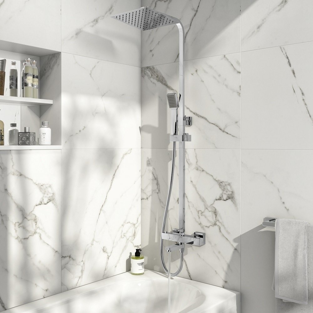 SHOWER012_CUTOUT_001.jpg Block Square Rigid Riser Shower with Bath Filler - Image 1