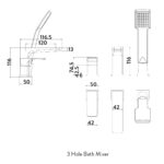 Muro 3 Hole Bath Mixer - Image 2